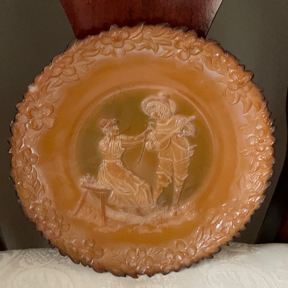 Rare McKee & Brothers, McKee Works chocolate glass plate circa 1902 Troubadour - Picture 1 of 5